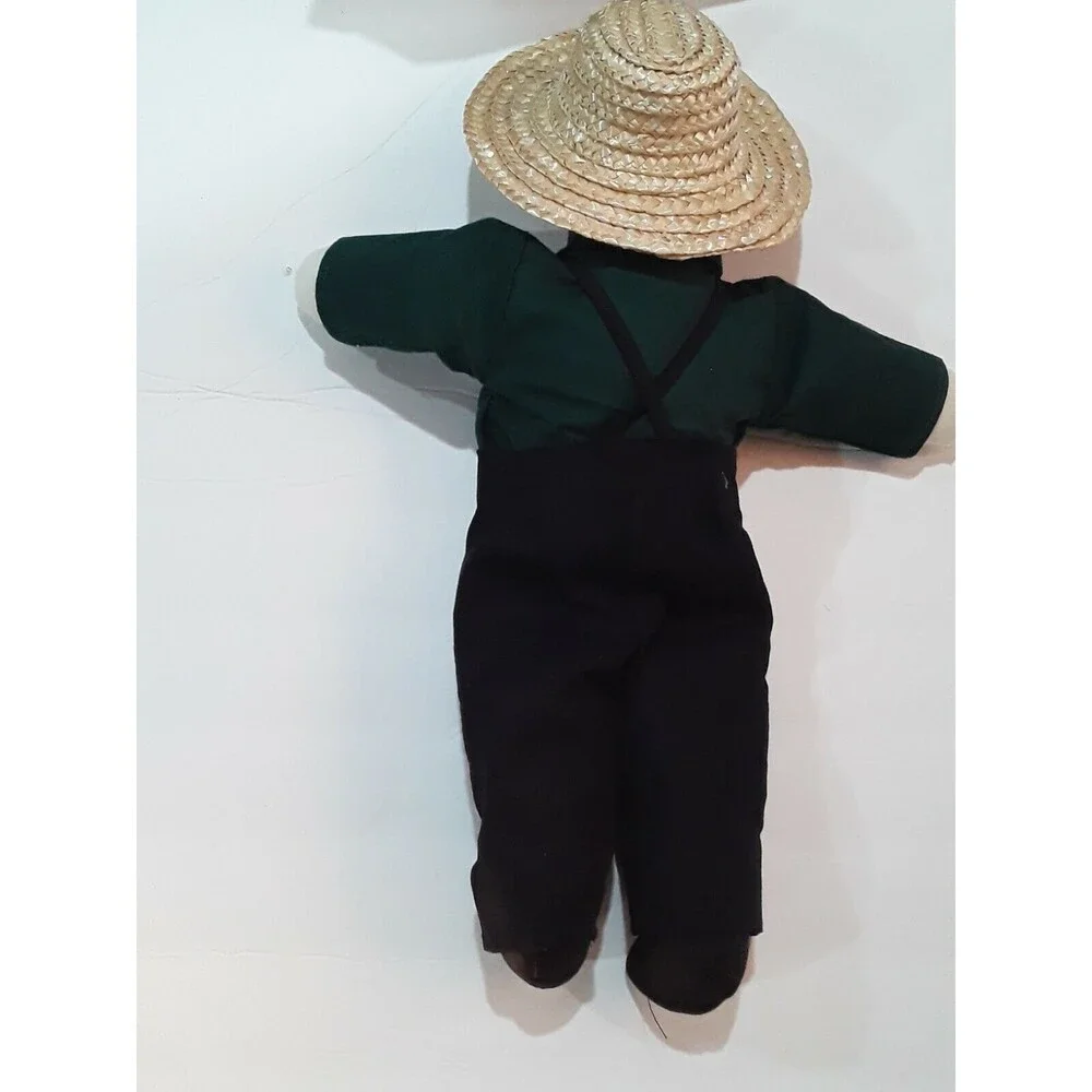 Boy With Hat Faceless Handmade Amish Cloth Dolls Large 16” Fabric Collectible